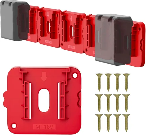 Soporte de batería compatible con batería Milwaukee de 18 V, almacenamiento de baterías de montaje en pared para furgoneta de trabajo, estante, caja