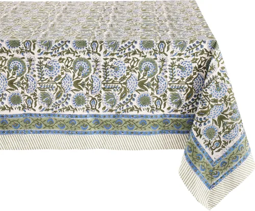 Miniatura 83 de ATOSII Mantel 100% algodón, Amara, floral, hecho a mano, rectangular, de lino, para cocina, comedor, fiestas, bodas, exteriores, picnics, Pascua