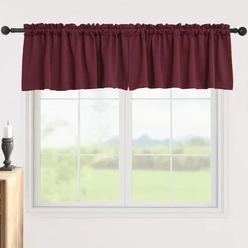 Miniatura 5 de Pickluc Cortinas opacas con cenefa de 18 pulgadas de largo, cortinas cortas con bolsillo para barra para ventana de cocina, baño, sala de estar