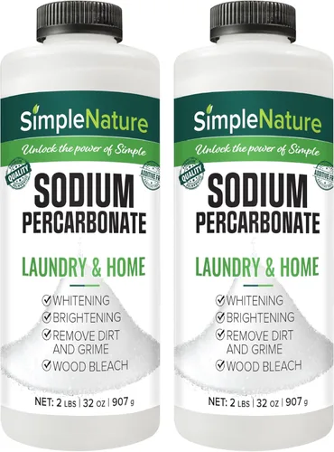 SimpleNature Percarbonato de sodio (4 libras en total, 2 paquetes de 2 libras) - Limpiador versátil sin olor para el hogar, lavandería y terrazas -