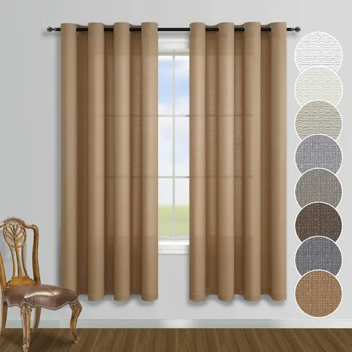 Miniatura 10 de KOUFALL - Cortinas transparentes con aspecto de lino