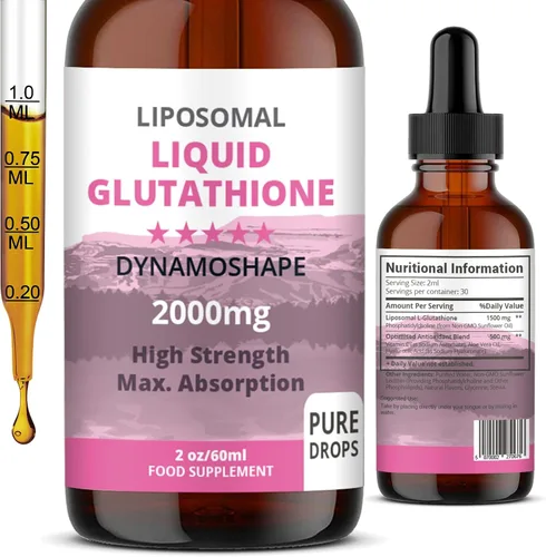 Miniatura 7 de Glutatión liposomal de 2000 mg con vitamina C, líquido de glutatión oral, suplemento antioxidante para desintoxicación, absorción superior, dosis