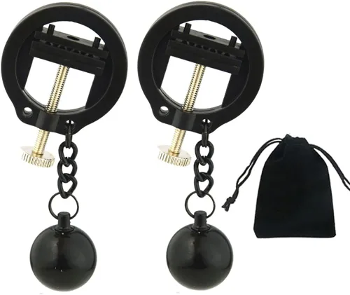 Miniatura 30 de Pinzas para pezón con peso de acero inoxidable con clip de cadena para pezón, bola ajustable, sin perforación, joyería para pezones para adultos