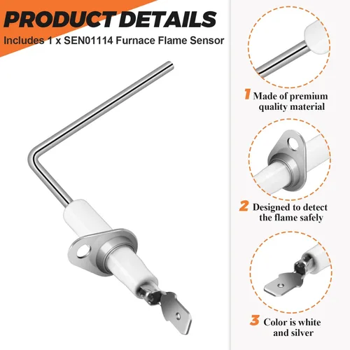 Miniatura 2 de Sensor de llama para horno SEN01114 de Beaquicy – Reemplazo para horno estándar Trane American – Sustituye a SEN0491 SEN00491 B340888-1