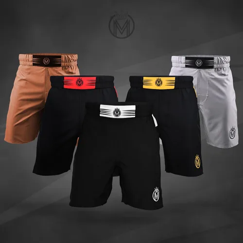 Miniatura 7 de Pantalones cortos de MMA y BJJ para hombre, UFC Grappling Fight Shorts para boxeo, kickboxing, Muay Thai 7 pulgadas entrenamiento cruzado Blanco