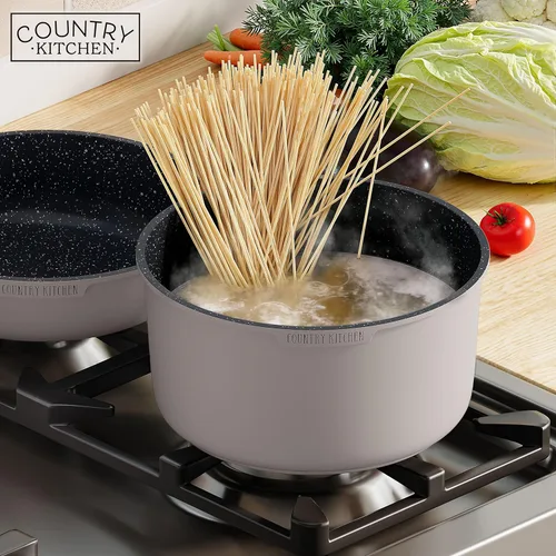 Miniatura 8 de Juego de utensilios de cocina Country Kitchen con mango extraíble, juego de ollas y sartenes apto para horno y RV, gris/negro, original