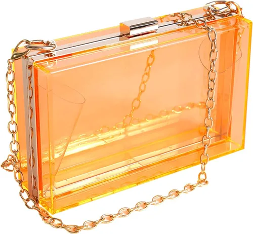 Miniatura 10 de WJCD - Bolso de mano de acrílico transparente para mujer, bolso de hombro con correa de cadena de dorada desmontable Premium Acrylic, Stadium