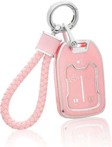 Miniatura 30 de YO&YOYE Funda para llavero Ford con llavero, funda de TPU suave rosa para F150 Explorer Mustang Edge Lincoln MKZ MKX MKC