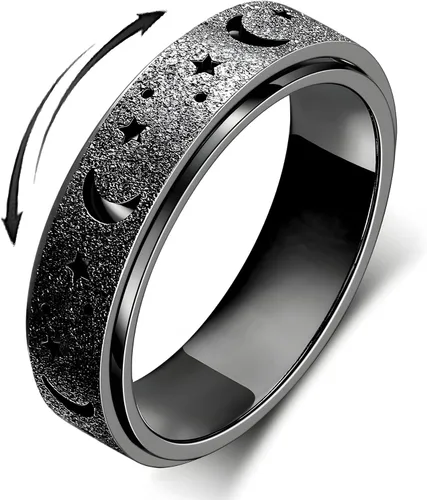 AmorArtSky Anillo de ansiedad para mujeres y hombres, anillo giratorio de titanio y acero inoxidable, 5 colores, 6 mm, talla 6-10, 3 estilos de