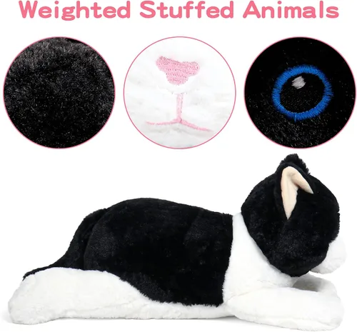 Miniatura 2 de JellyMallow Animales de Peluche con Peso de Gato de 5 libras y 24 pulgadas, Almohada de Felpa de Gato con Peso Acurrucable Peluches Gigantes Regalos