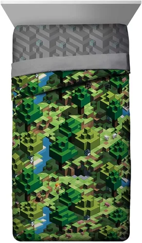 Miniatura 2 de Jay Franco Minecraft Daytime - Juego de ropa de cama completa de 7 piezas - Incluye edredón y juego de sábanas - La ropa de cama presenta a Alex