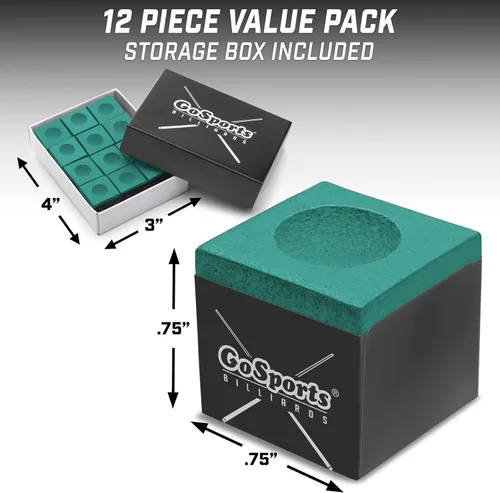 Miniatura 6 de GoSports Premium Tiza para Billar en Cubo, 12 Unidades - Negro, Azul, Rojo o Verde - Tiza para Tacos de Billar