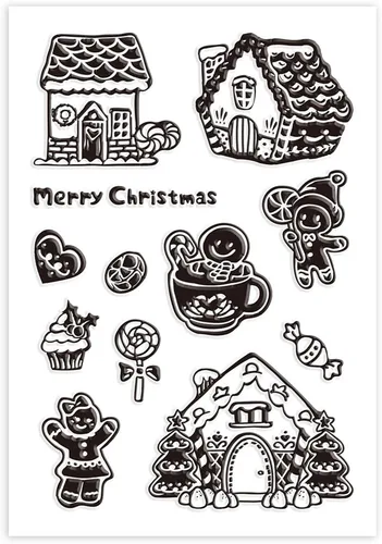 Miniatura 20 de CRASPIRE Sellos de goma transparente de Navidad para casa de invierno, bosque, copo de nieve, alce, muñeco de nieve, trineo, sellos de silicona