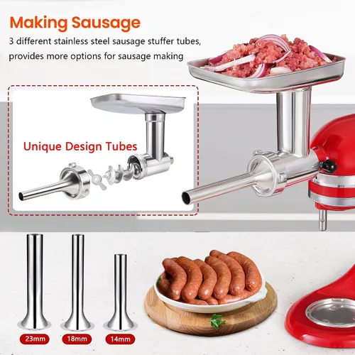 Miniatura 2 de KINGEAGLE - Accesorio para molinillo de alimentos para mezcladores KitchenAid, juego de accesorios para picadora de carne de acero inoxidable apto