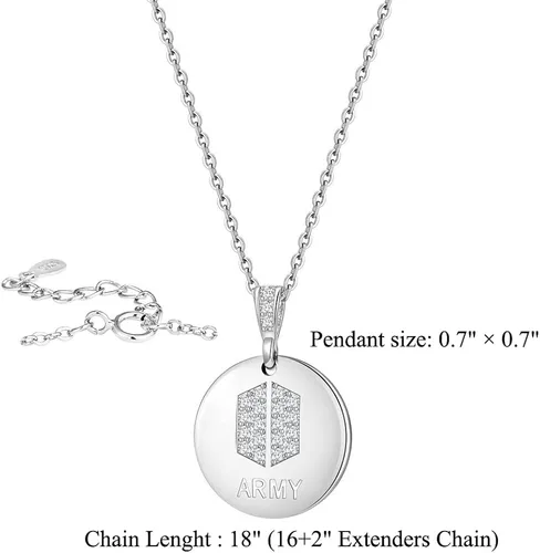 Miniatura 2 de YANENG KPOP Bangtan - Collar con colgante de circonita cúbica para fanáticos del ejército regalo para mujeres y niñas Metal Circonia cúbica