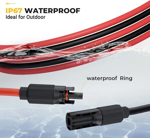 Miniatura 4 de BougeRV Cable de extensión solar 8AWG de 3 pies con conector hembra y macho con par adicional de conectores, kit de adaptador de panel solar