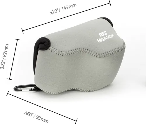Miniatura 2 de MegaGear. Funda para cámara, ultra liviana neopreno con mosquetón para Sony A6000, A6300 con lente 16-50 Gris