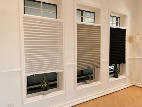 Miniatura 8 de Paquete de 2 persianas temporales para ventana, persianas plisadas autoadhesivas sin cordón sin taladro, persianas de tela para oscurecer la Blanco