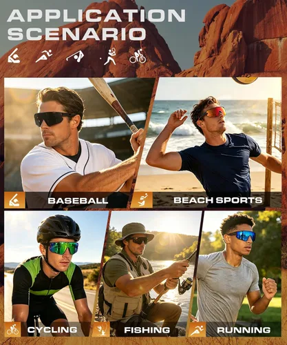 Miniatura 6 de KALIYADI Gafas de sol polarizadas para hombre, lentes de sol polarizadas para ciclismo, gafas de sol deportivas para correr, ciclismo, protección
