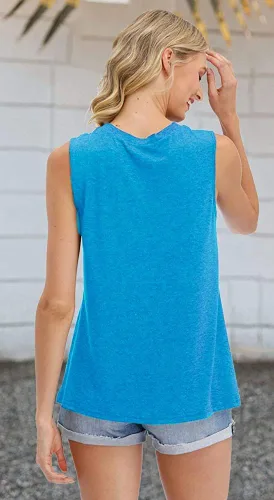 Miniatura 98 de Camisetas sin mangas de senderismo y montaña para mujer, divertidas camisetas de entrenamiento con gráficos de pino y amanecer, camisetas de verano