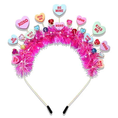 Miniatura 7 de PHALIN Diademas para el día de San Valentín para mujer, esmaltadas, para el día de San Valentín, diademas para el cabello, dulces festividades