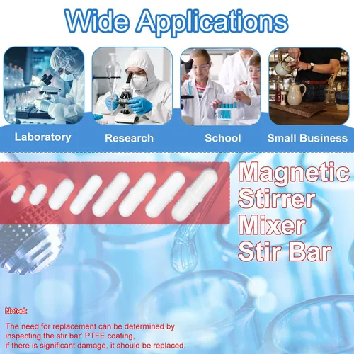 Miniatura 6 de Barras de agitación magnéticas con juego de recuperador magnético, barras de mezclador magnético de PTFE de tamaño mixto para laboratorio, varilla