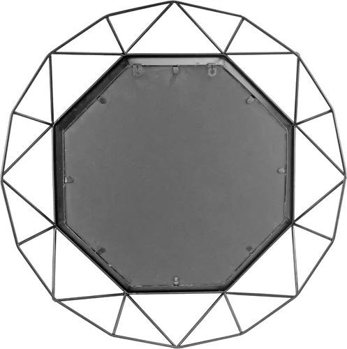 Miniatura 3 de Stonebriar Espejo decorativo negro de 28.3 pulgadas con marco de alambre de metal geométrico colgante con soportes de montaje, decoración moderna