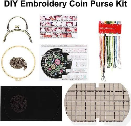 Miniatura 2 de Kits de monedero bordado para principiantes y adultos, hecho a mano, cartera bordada con todos los suministros, Soft Breeze, Vintage