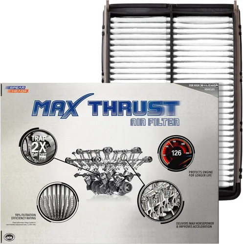 Miniatura 46 de Filtro de aire de motor Spearhead MPG Defense Max Thrust para vehículos de todo kilometraje, se adapta como el OEM, restaura MPG y aceleración