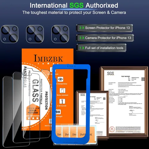 Miniatura 5 de IMBZBK [Eliminación automática de polvo] Paquete de 3 protectores de pantalla para iPhone 13 [6.1 pulgadas], película compatible con fundas, vidrio