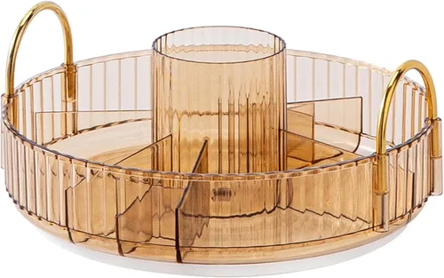 INVSSENE Organizador de maquillaje giratorio 360, organizador de baño de gran capacidad, organizador de maquillaje de 1 nivel y almacenamiento para