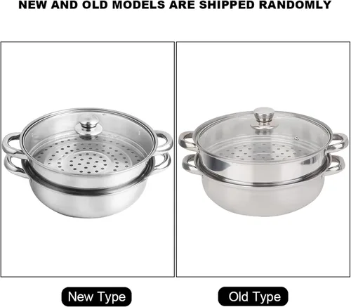 Miniatura 8 de Olla de vapor de 2 capas, olla doble caldera, olla de cocina de acero inoxidable con tapa de vidrio templado y asas dobles, funciona con horno