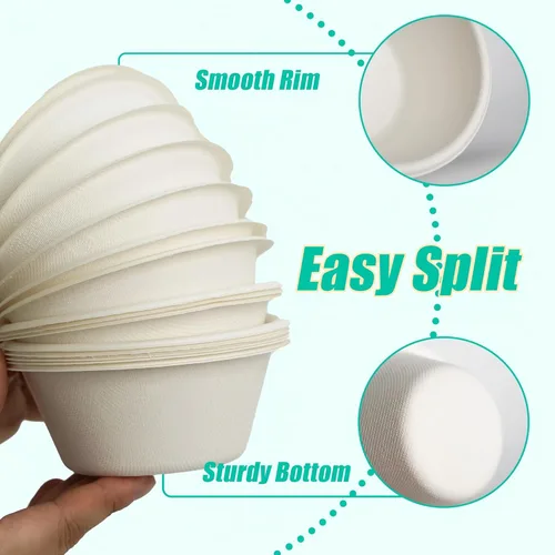 Miniatura 5 de JINVOGREEN 1000 cuencos de papel de 8 onzas, cuencos desechables compostables a granel, cuenco de bagazo biodegradable resistente para aperitivos