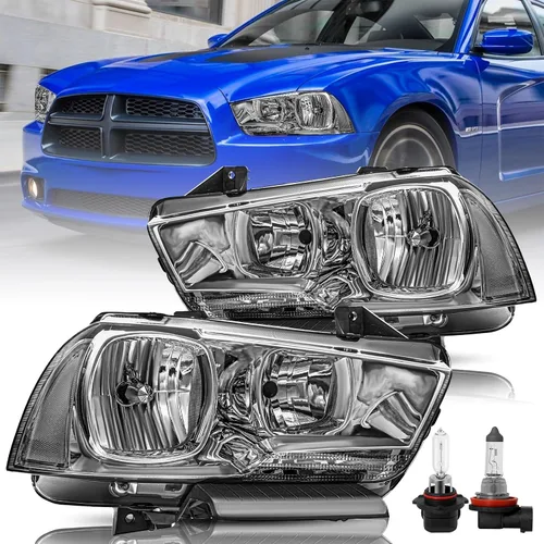 Miniatura 16 de Conjunto de faros halógenos compatible con Dodge Charger 2015-2023 con doble barra LED DRL, par izquierdo del conductor izquierdo