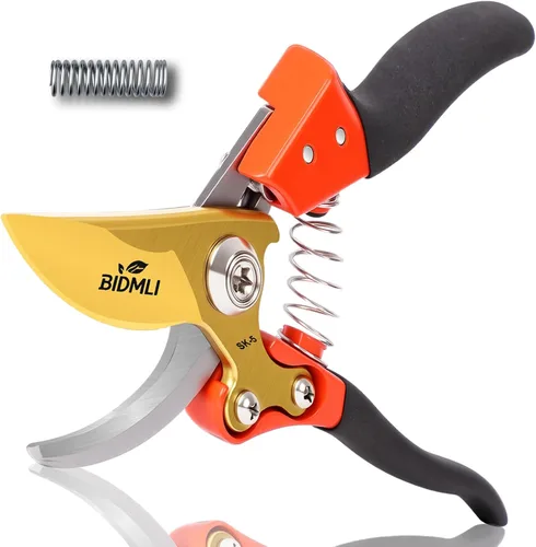Tijeras de Podar Resistentes, Tijeras de Jardín y Podadoras con Hojas de Acero SK5 Red-BIDMLI de 8.66" y Mangos de Aleación de Aluminio, Cortador de