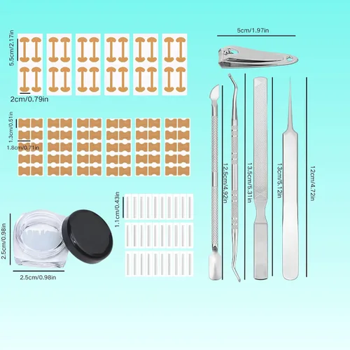 Miniatura 2 de Juego de corrector de uñas encarnadas con parche de corrección de uñas curvas, kit de eliminación de uñas mejorado, herramientas de pedicura