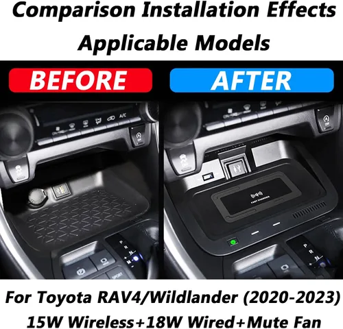 Miniatura 3 de Nuevo cargador inalámbrico de coche para Toyota RAV4/Wildlander (2020-2023), todos los modelos, almohadilla de carga inalámbrica rápida de 15 W