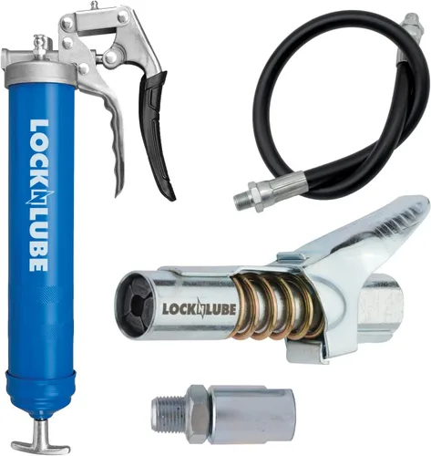 Miniatura 5 de LockNLube Pistola de Grasa de Servicio Pesado con Empuñadura de Pistola (Roja). Incluye nuestro Acoplador de Grasa LockNLube® patentado