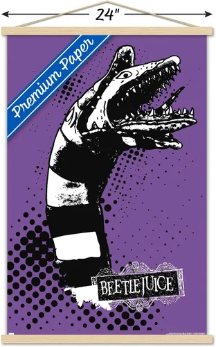Miniatura 3 de Trends International Beetlejuice - Póster de pared de gusano de arena, 22.37 x 34.00 pulgadas, paquete de impresión premium y colgador de madera