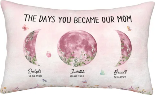 Miniatura 21 de Custom The Day You Became Our Mom Pillow Cover, Personalized Family Birth Moon Phase Pillowcases with Name Birthdate Gift for Mom Dad Father's Day