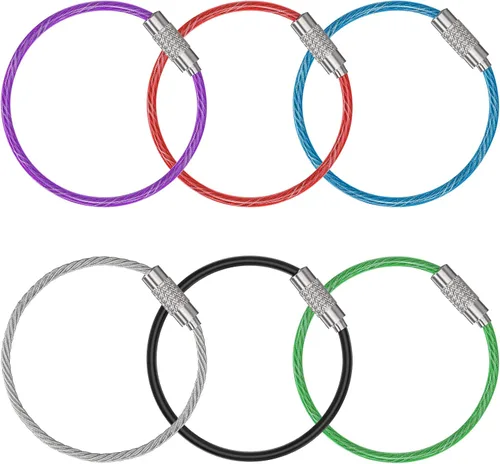 Miniatura 8 de Uniclife 4 Inch Wire Keychain Cable Large Stainless Steel Key Ring Loop Holder for Luggage Tag Keeper for Travel