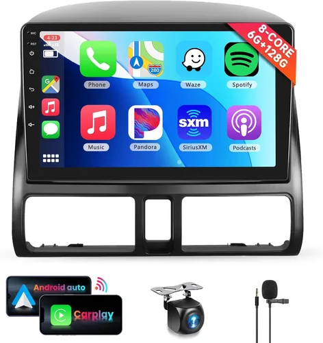 Miniatura 10 de Radio Estéreo de Coche con Audio HiFi para Honda CRV 2002-2006, Pantalla Táctil HD de 9 Pulgadas Android 13 GPS WiFi Bluetooth FM/RDS Cámara