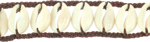 Miniatura 3 de BlueRica Cowrie Shell escalera en pulsera de cordón marrón trenzado