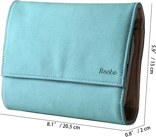 Miniatura 2 de Becko - Organizador de joyas para múltiples collares anillos pulseras de piel flexible y gamuza gran capacidad sin arrugas ligero portátil