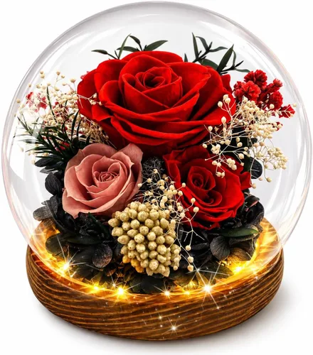 Miniatura 12 de Regalo de graduación de rosa morada para ella, regalos de cumpleaños para mujeres, rosa para siempre en flores frescas de vidrio, regalos de figura