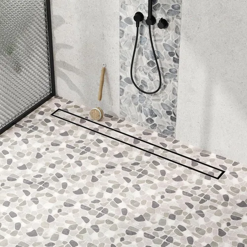 Miniatura 16 de Neodrain Drenaje de ducha lineal de 24 pulgadas con rejilla de inserción de azulejos, fabricante profesional de desagüe de suelo de ducha Cepillado