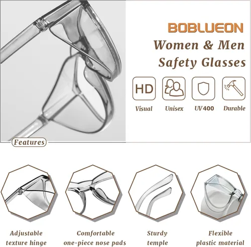 Miniatura 4 de Gafas de seguridad antivaho transparente con bloqueo de luz azul para protección ocular, gafas de enfermería para mujeres y hombres A7 Leopardo +