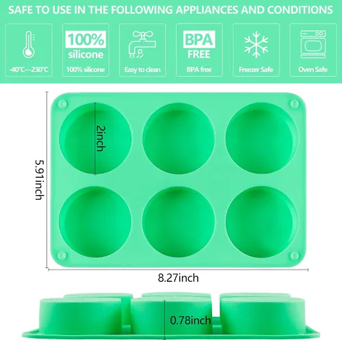 Miniatura 2 de Siodisr - 2 moldes de silicona para galletas Oreo para chocolate, 6 cavidades cilíndricas redondas para chocolate, moldes para dulces, moldes