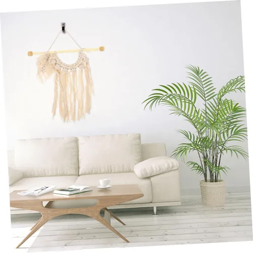 Miniatura 6 de EXCEART 4 barras de madera para colgar banderas de pared horizontales de bambú, varillas de macramé para colgar en la pared, postes para colgar