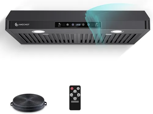 AMZCHEF Campana extractora debajo del gabinete de 30 pulgadas, campana de ventilación de estufa de cocina de acero inoxidable de 750 CFM, ventilador